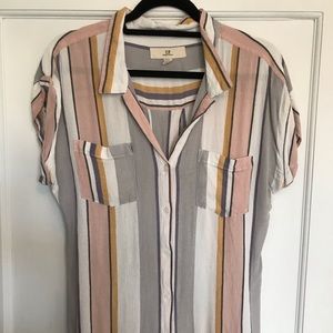 Striped thread button up shirt
